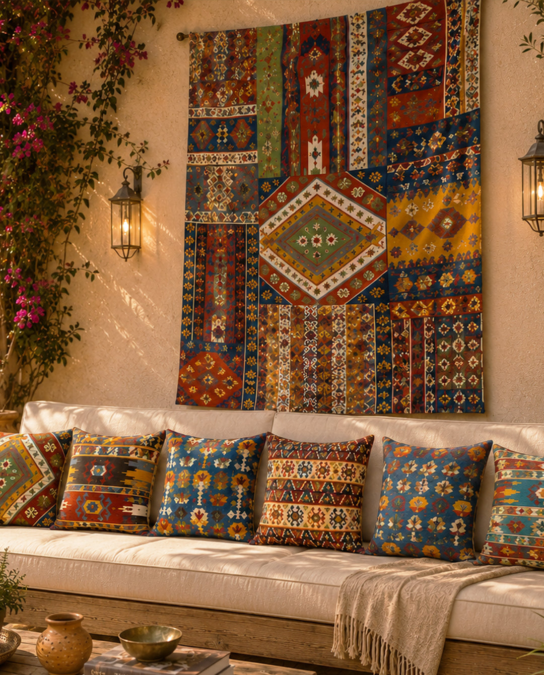 Turkish Kilim - bundle ( set of cushions + tapestry )