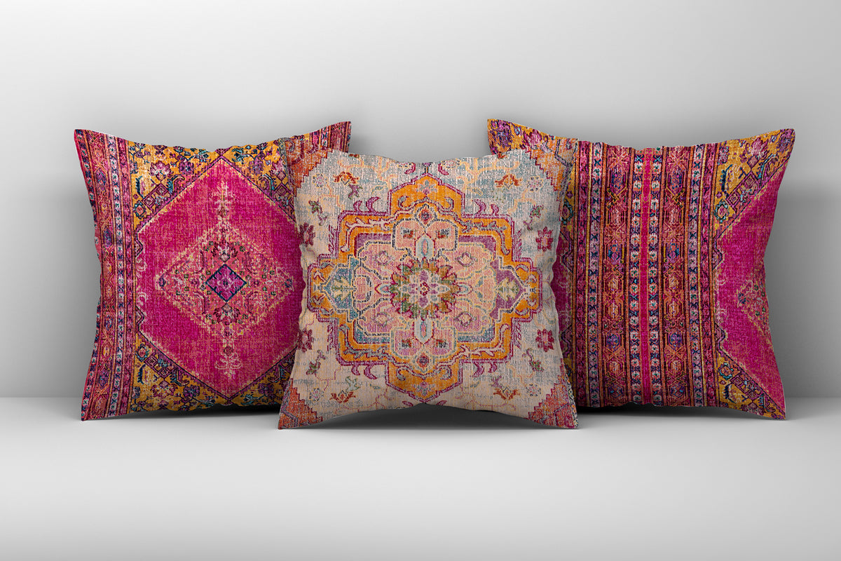 Fushia Azar - Bundle ( Runner + set of 3 Cushions )