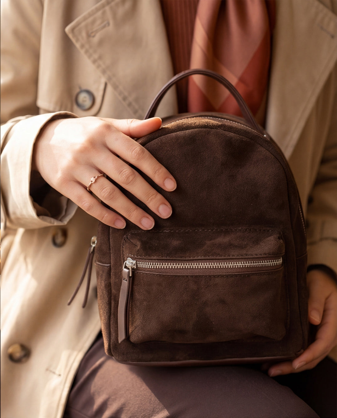 Arman _ Small Suede Backpack / brown