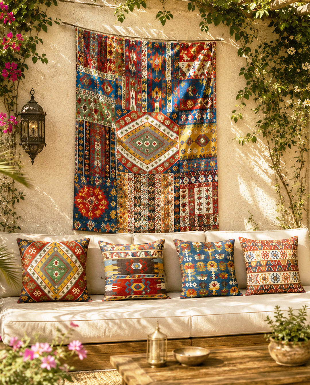 Turkish Kilim - bundle ( set of cushions + tapestry )