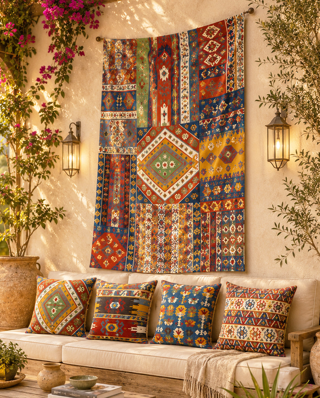 Turkish Kilim - bundle ( set of cushions + tapestry )