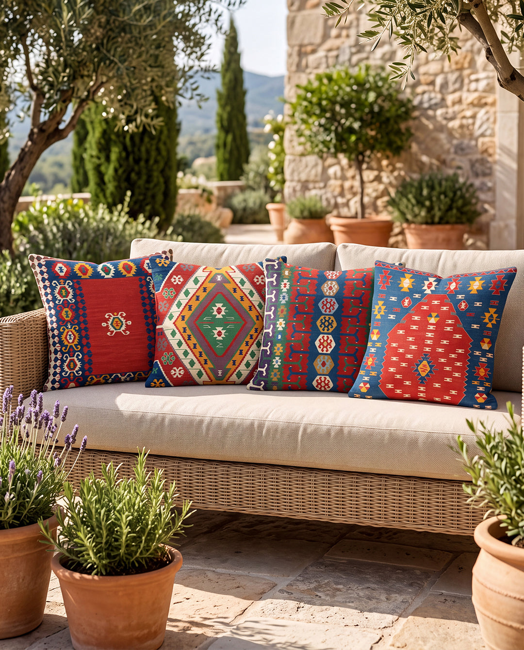 Turkish Kilim - bundle ( set of cushions + tapestry )