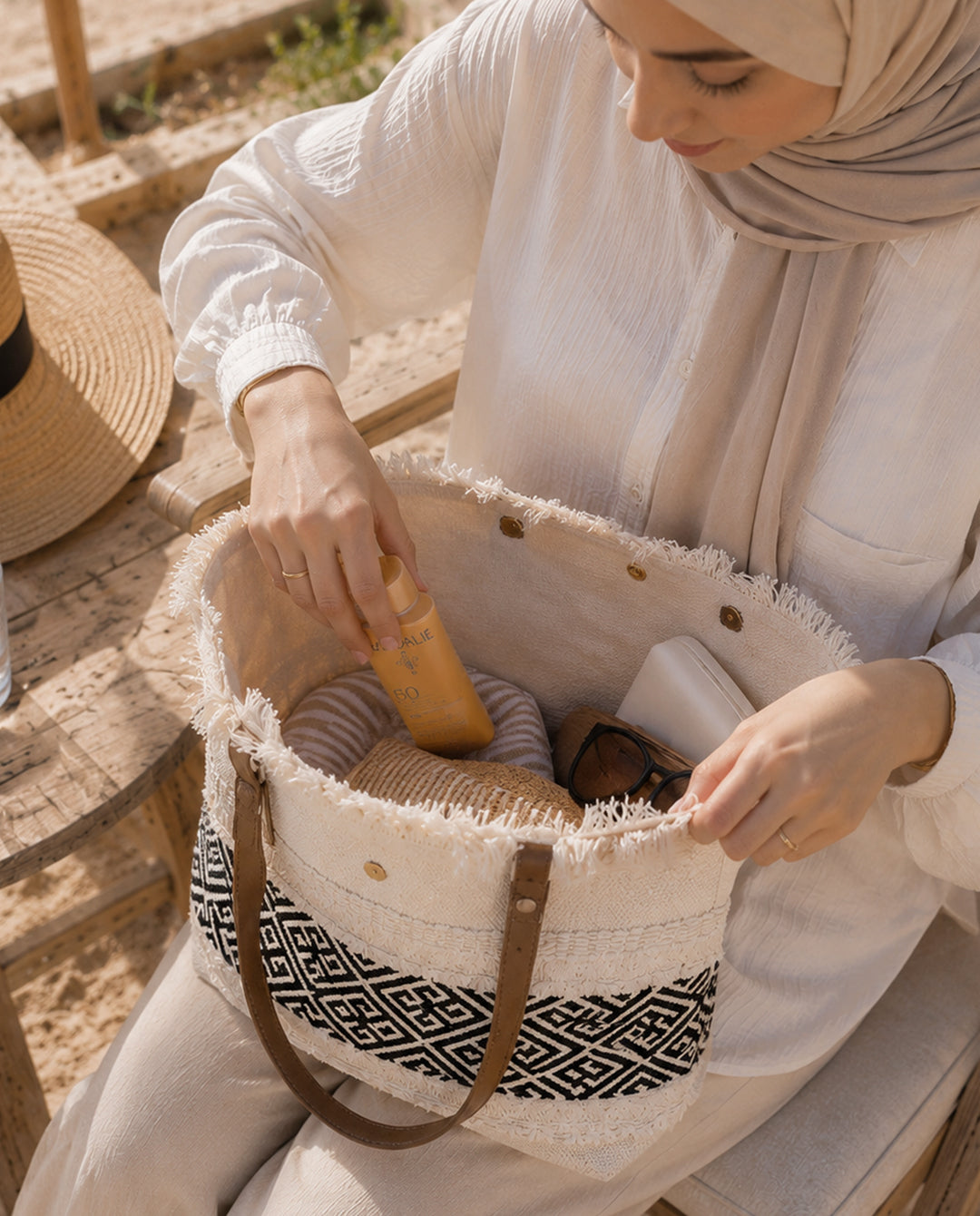 Roya - Woven Beach Tote Bag