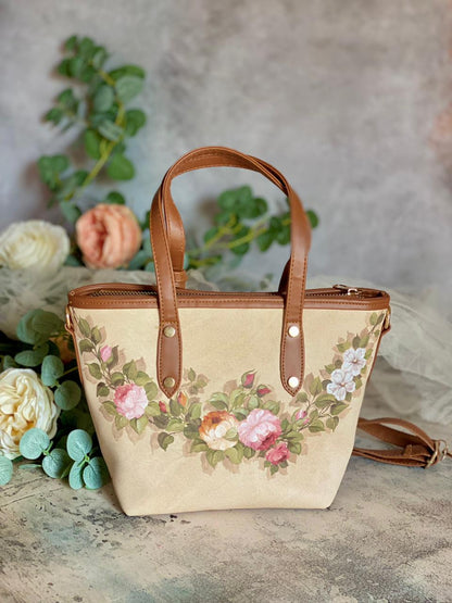 ( PRE- ORDER ) Flowery Shiraz_Small Cross-bag _ Latte