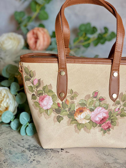 ( PRE- ORDER ) Flowery Shiraz_Small Cross-bag _ Latte