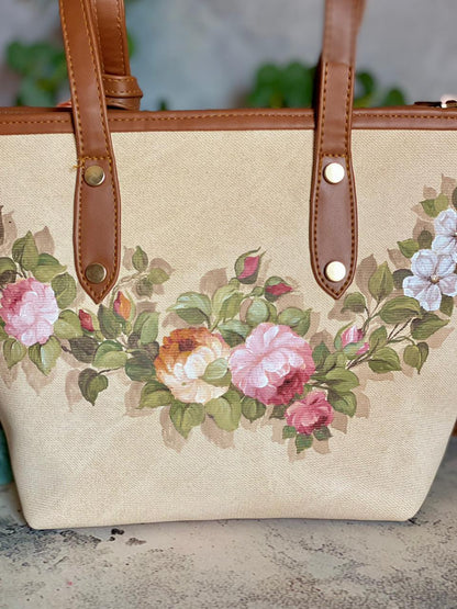 ( PRE- ORDER ) Flowery Shiraz_Small Cross-bag _ Latte