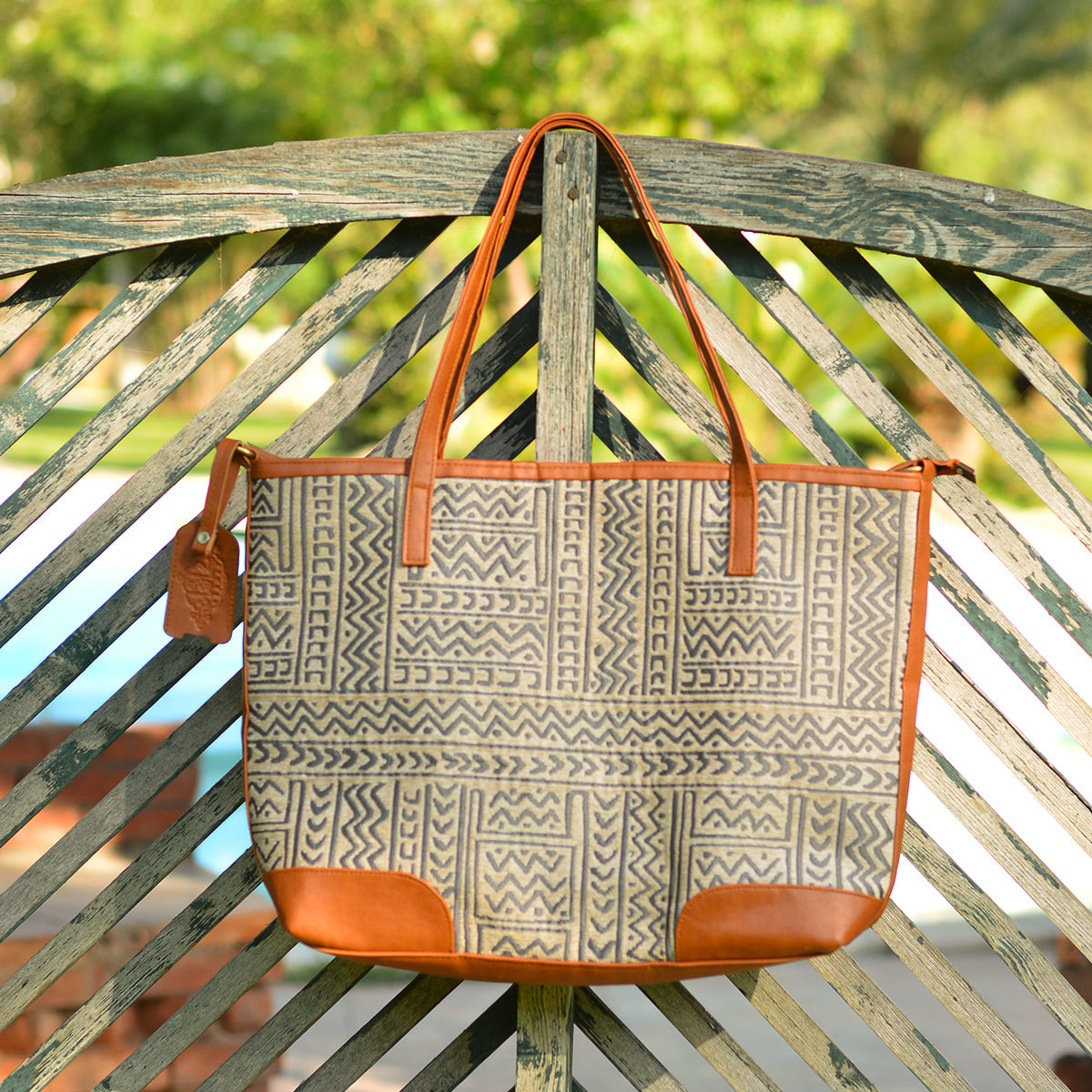 AFRO Pattern Cross Bag - Camel