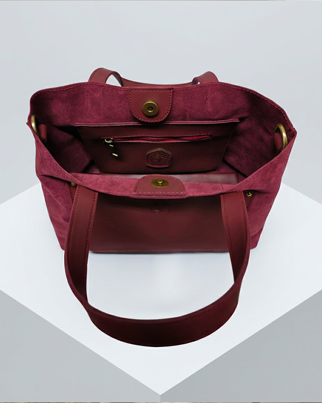 Henz Script Henz suede bag - Burgundy – KashanStore
