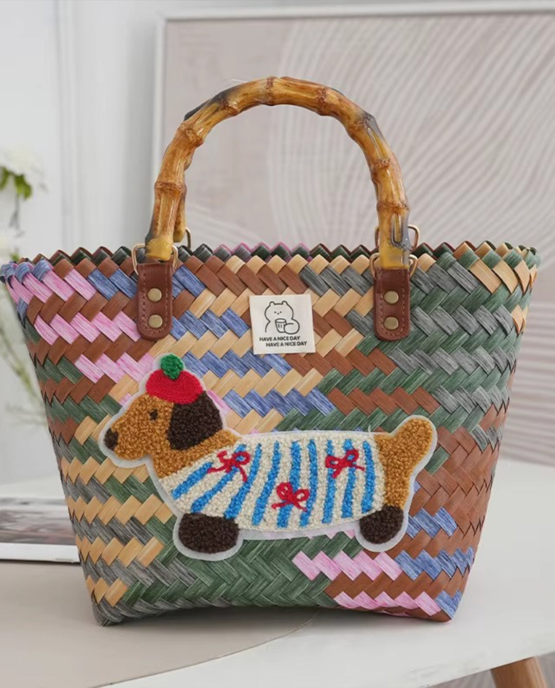 Woven Mini Tote Bag ( big size )