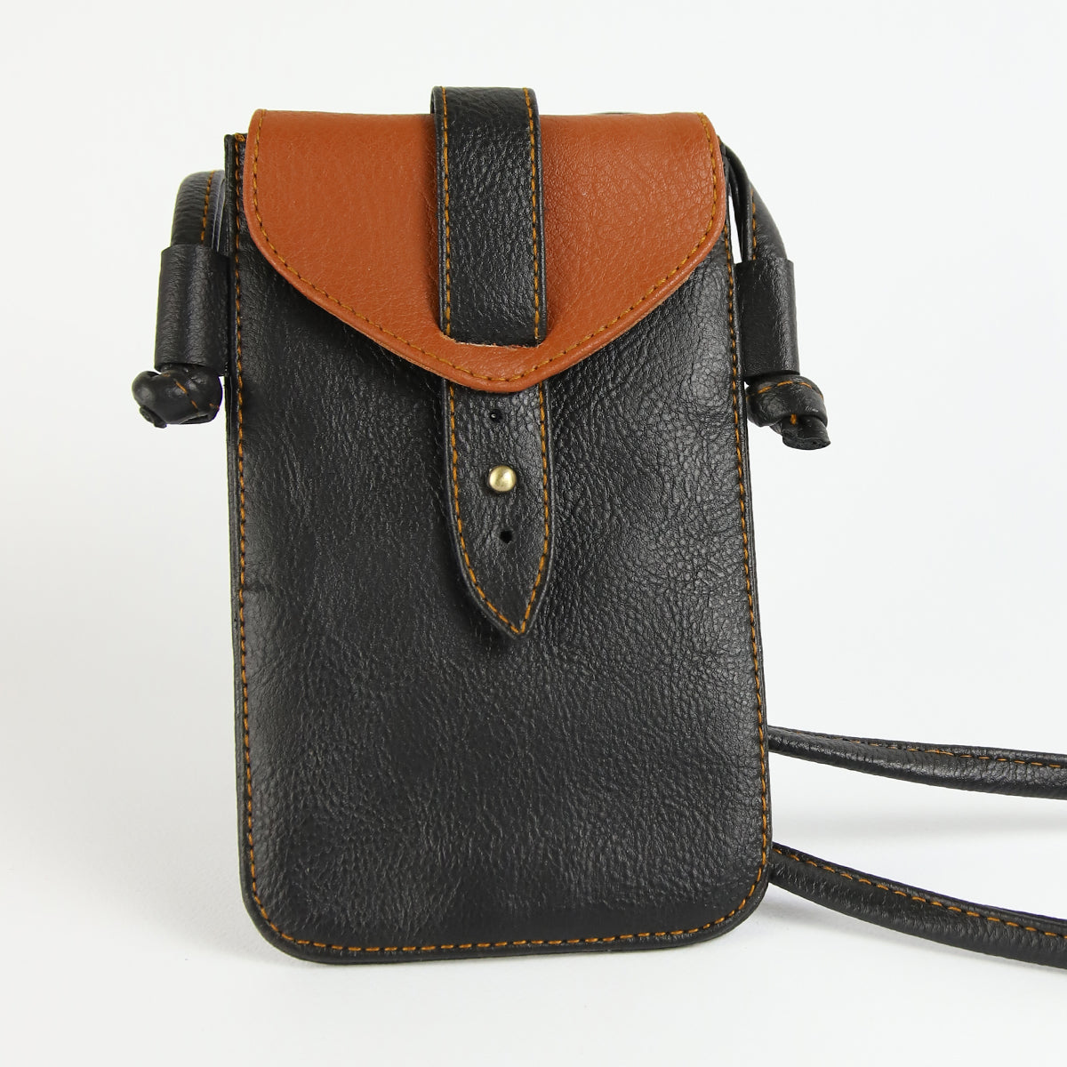 Copy of Mobile leather Case_ Black with Camel