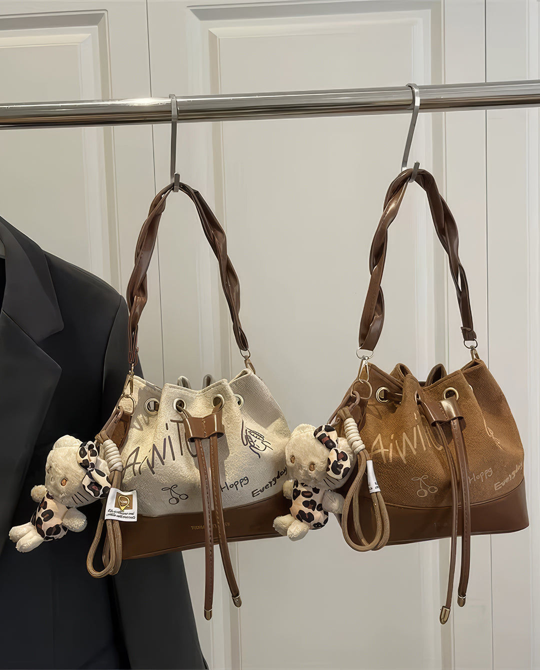 Canvas Drawstring Bucket Bag