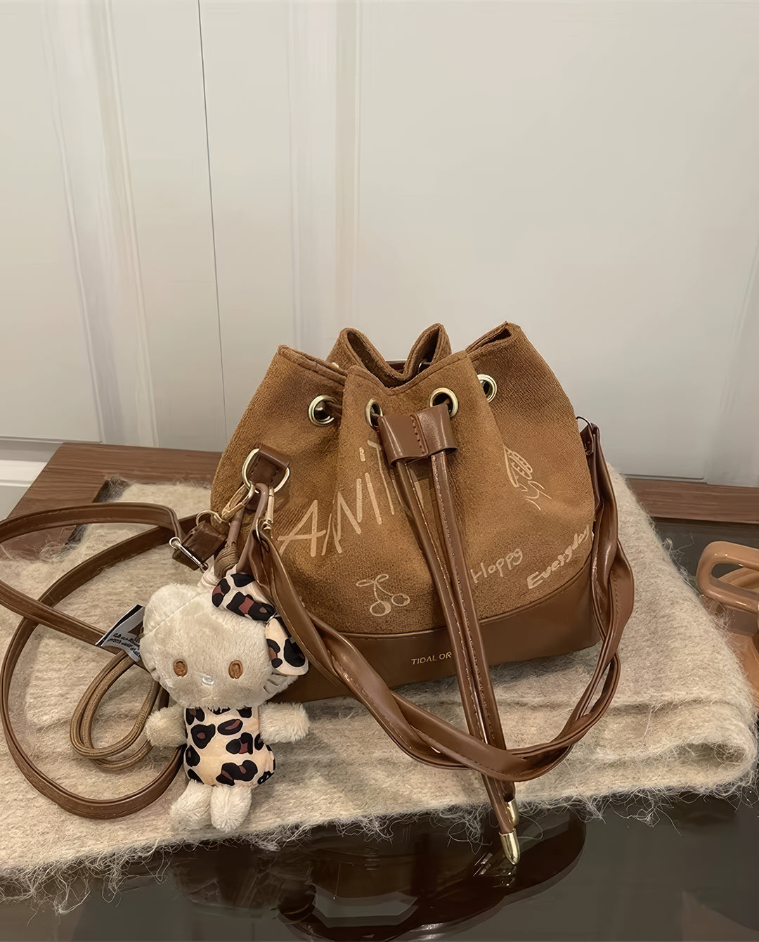Canvas Drawstring Bucket Bag
