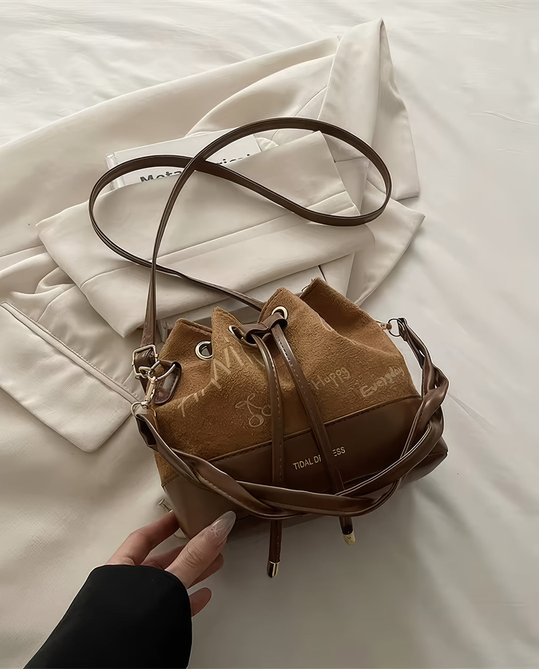 Canvas Drawstring Bucket Bag