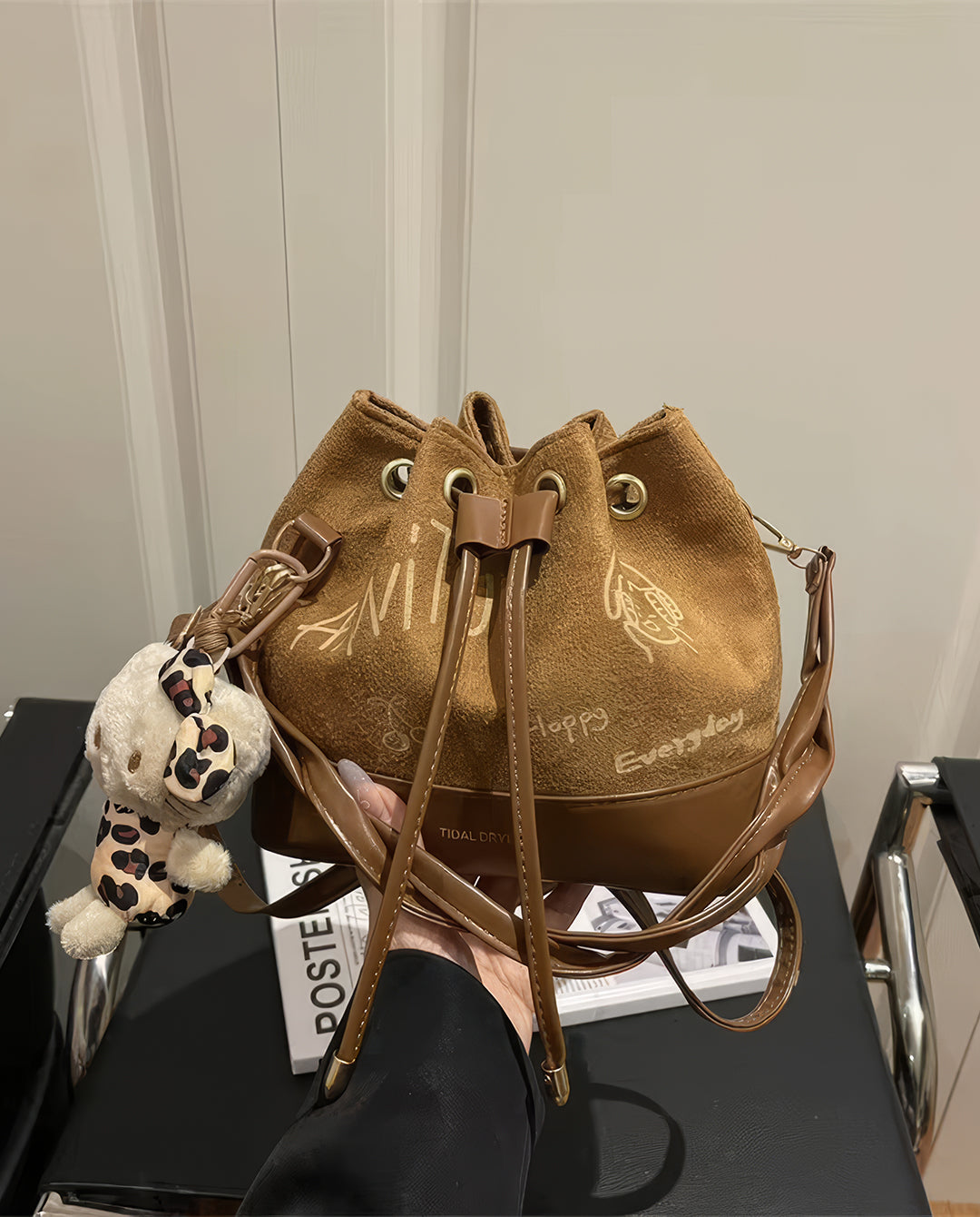 Canvas Drawstring Bucket Bag