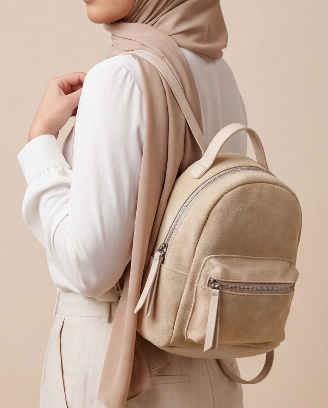 Arman _ Small Suede Backpack / crame