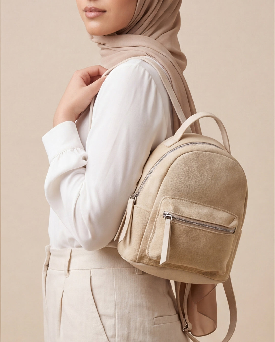Arman _ Small Suede Backpack / crame