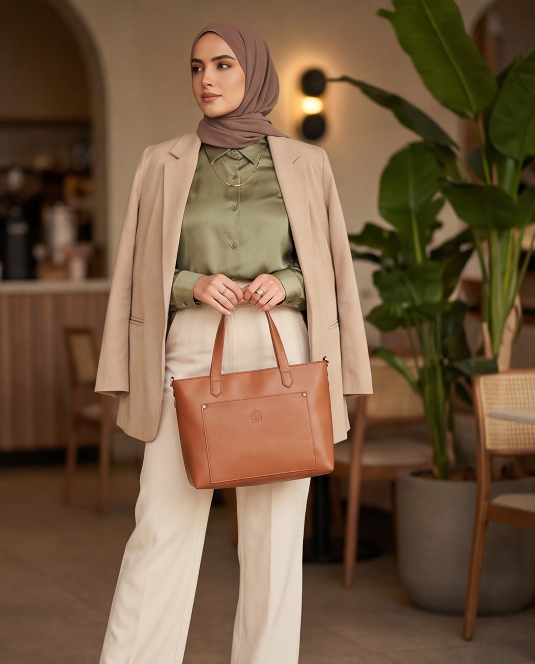Pouya leather bag - camel