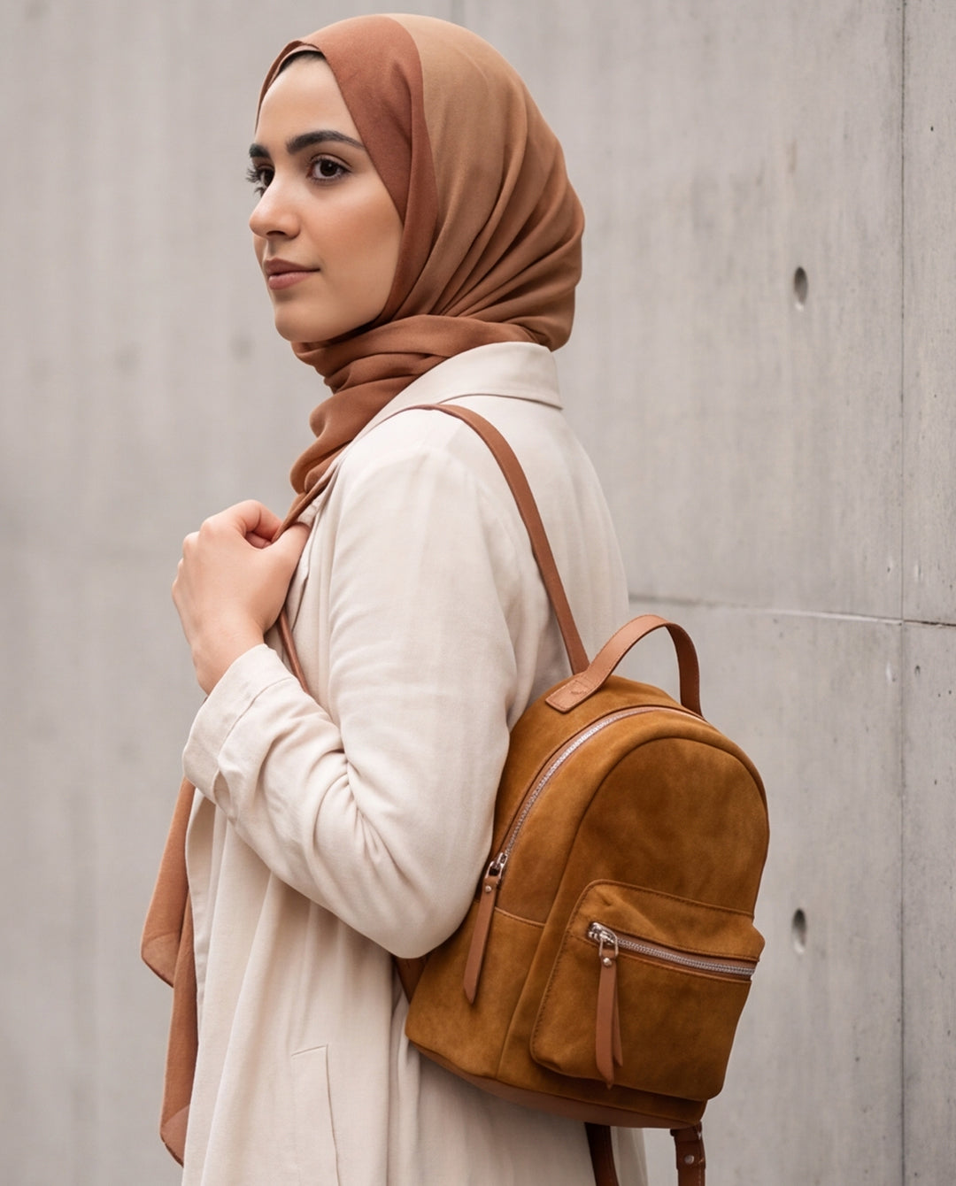 Arman _ Small Suede Backpack / camel – KashanStore