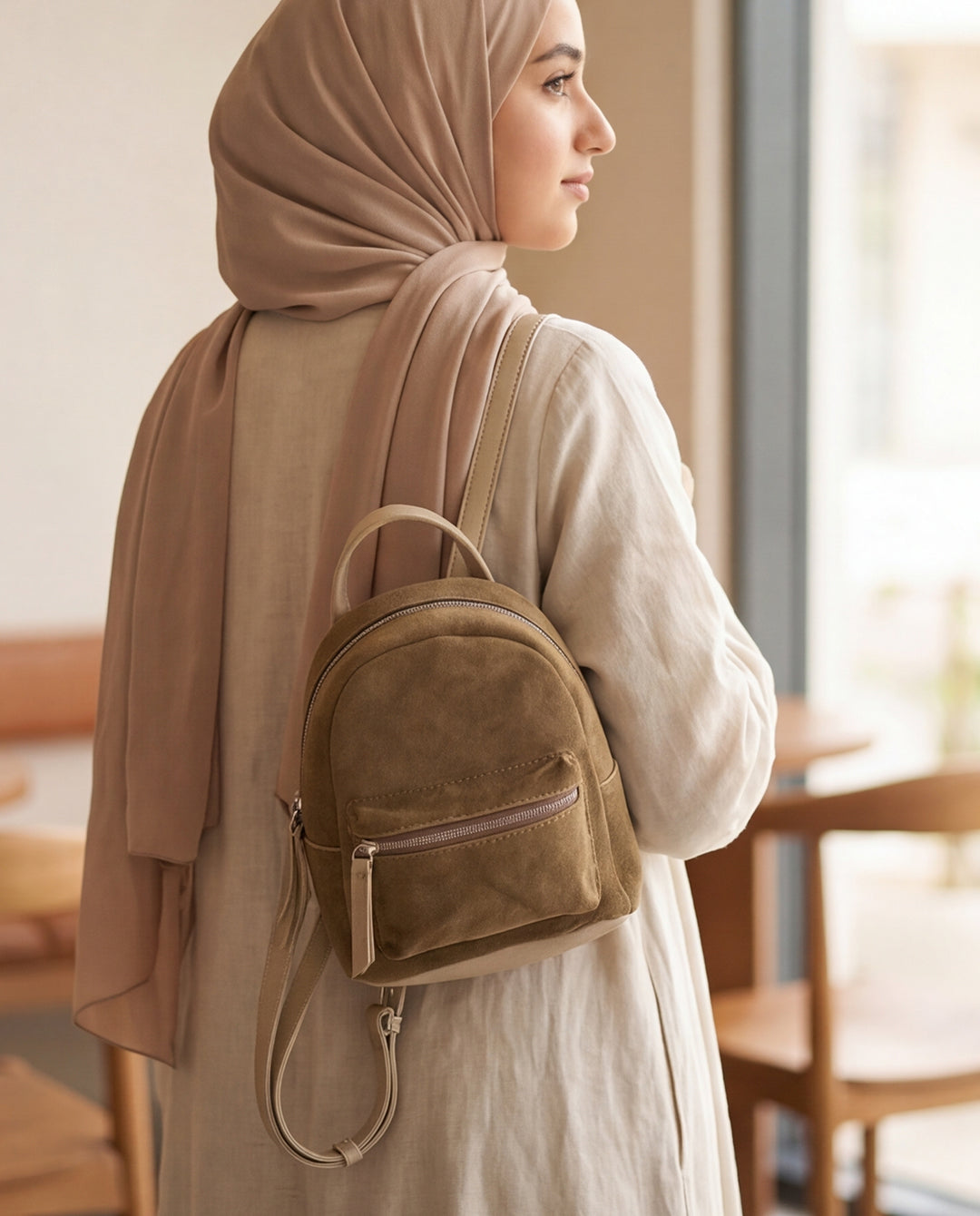 Arman _ Small Suede Backpack / coffee