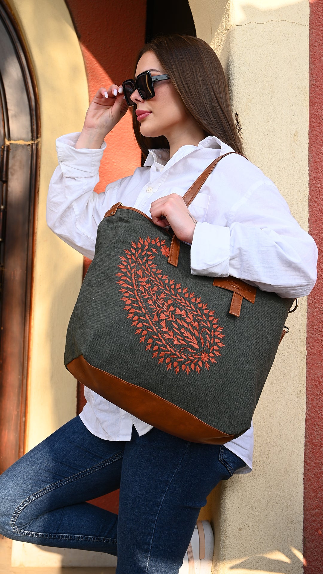 CityBag_ Kashmir pattern (  Olive green )