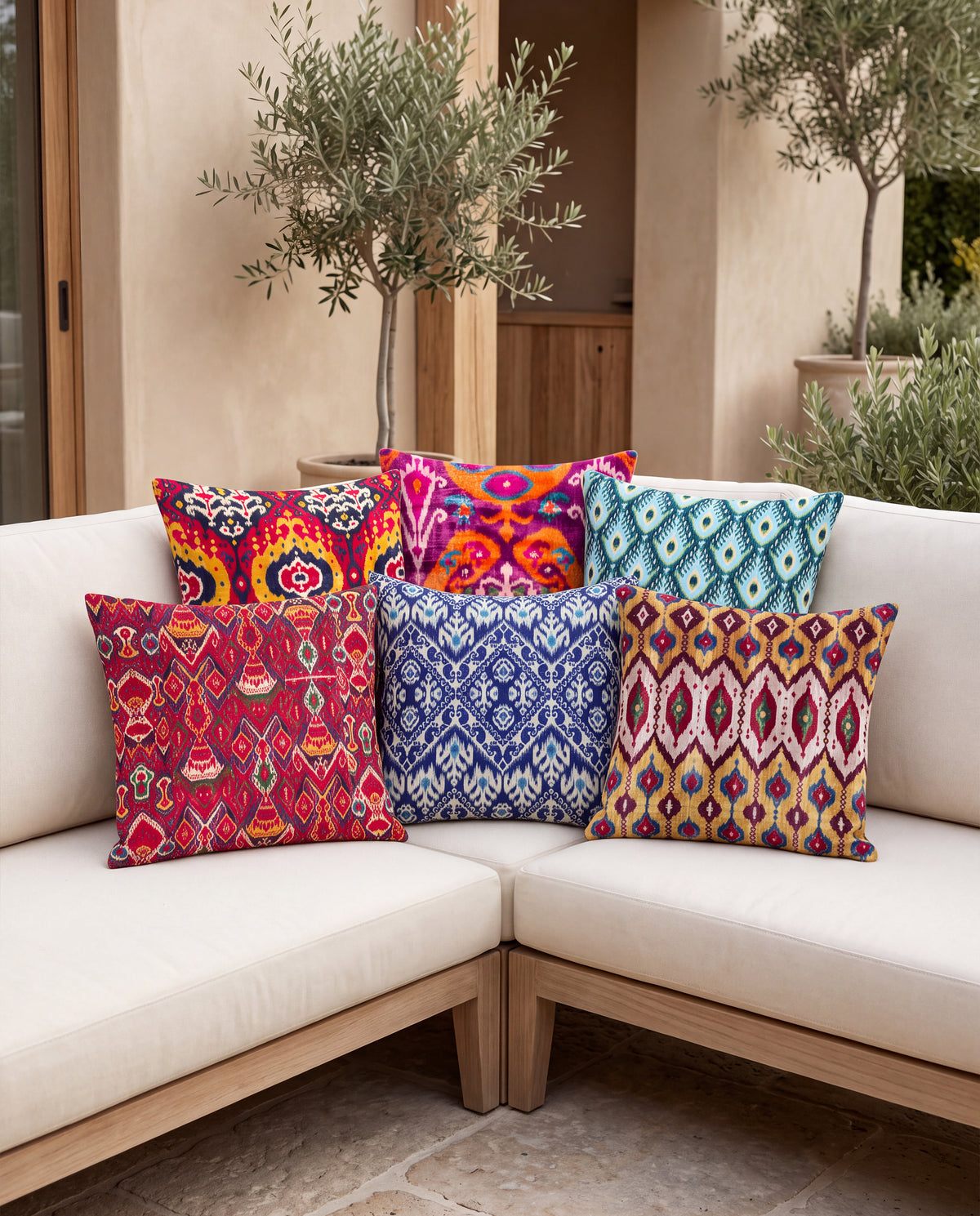 IKAT - printed velvet fabric ( covers only )