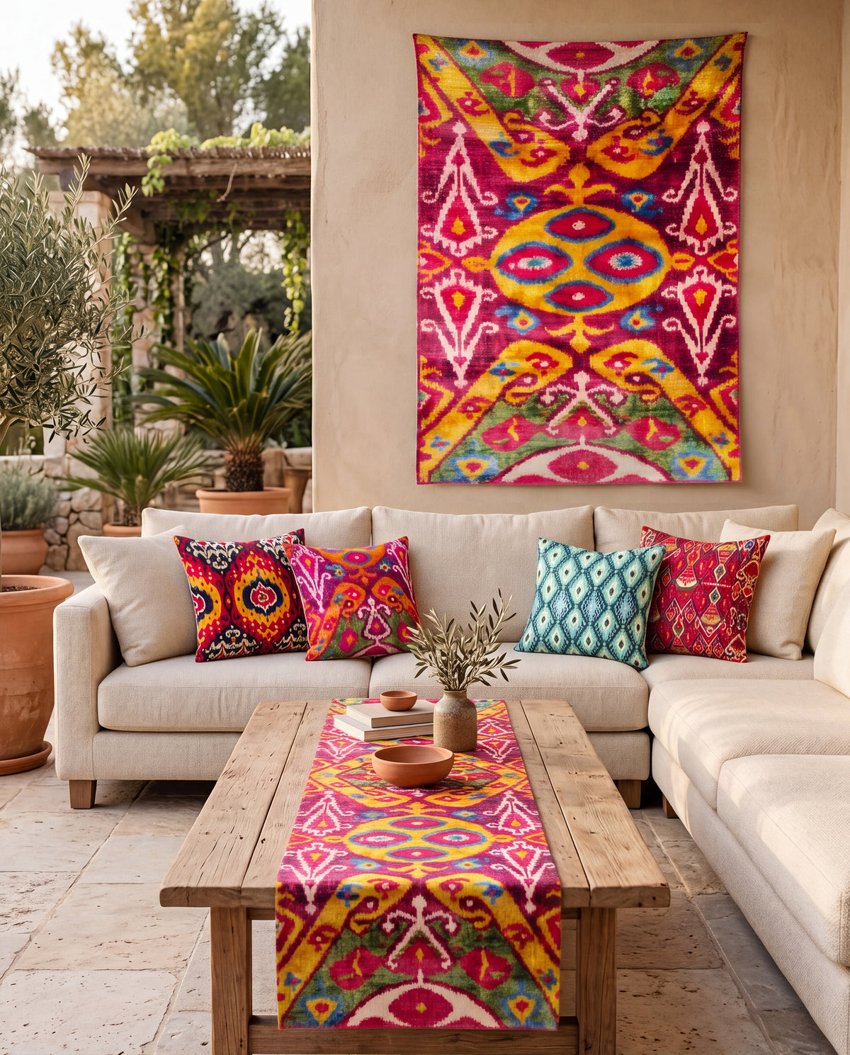 IKAT - Bundle ( Tapestry + Cushion covers + Runner )