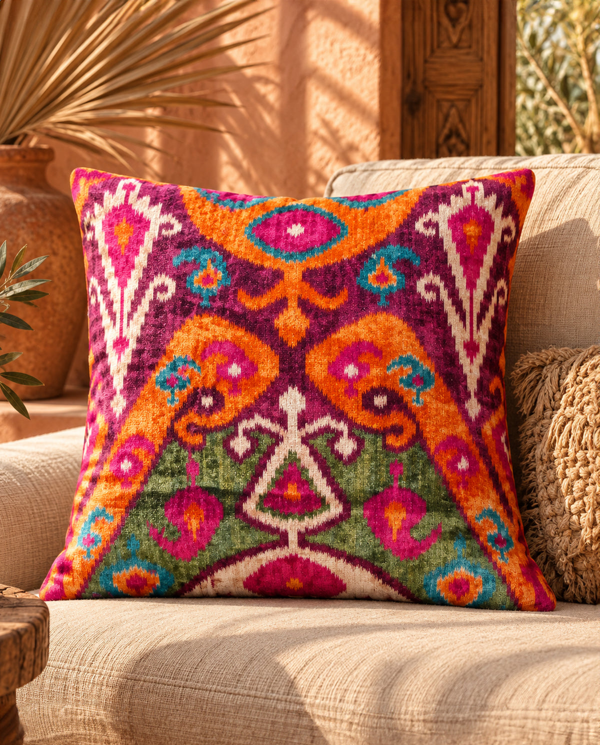 IKAT - printed velvet fabric ( covers only )