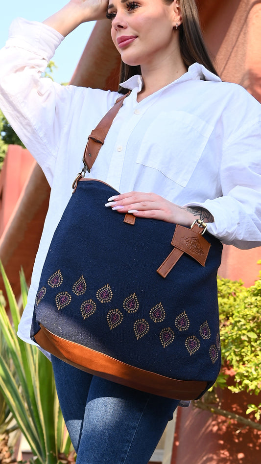 CityBag_ Peacock pattern( Navy )