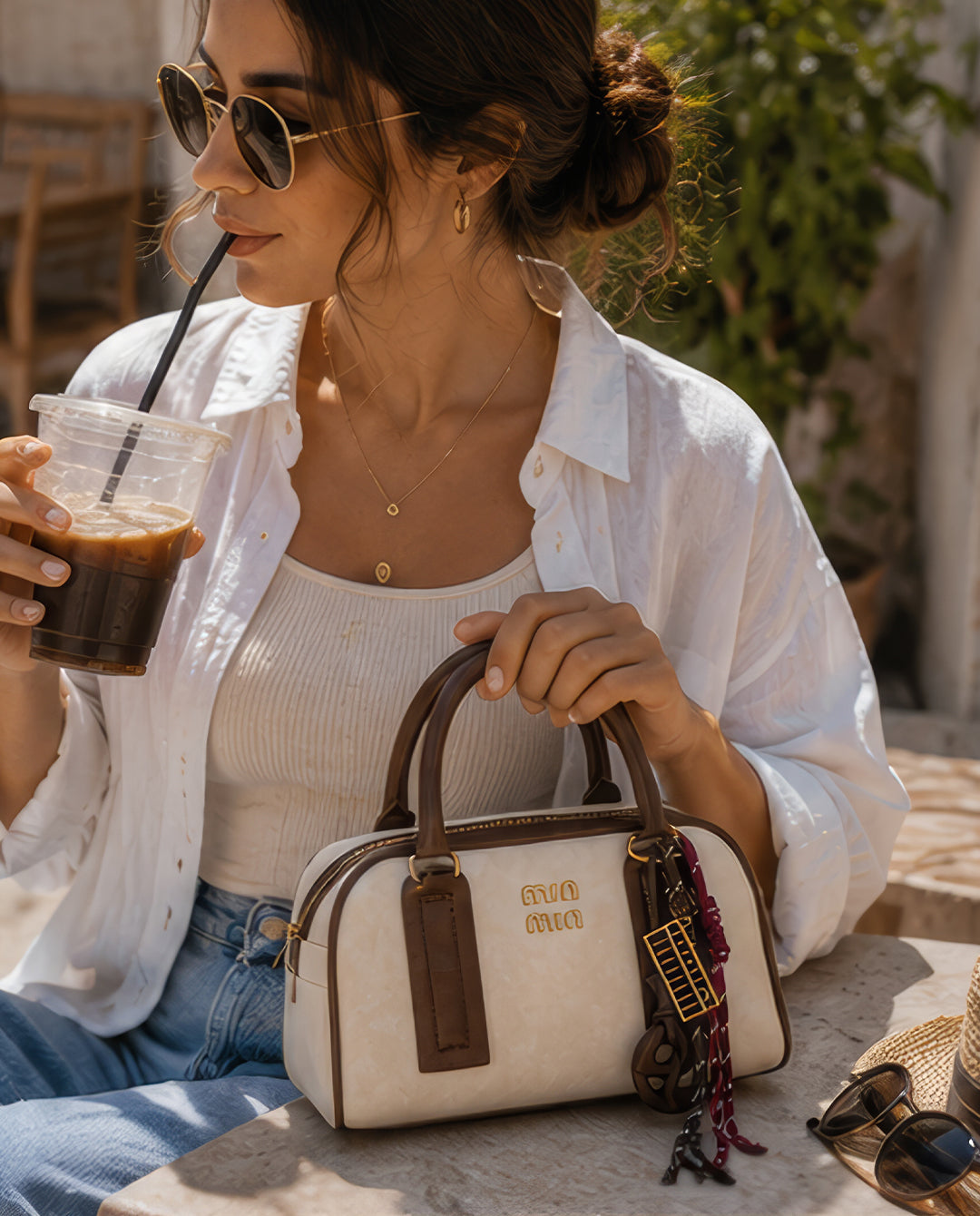 MIU MIU leather bag - off white