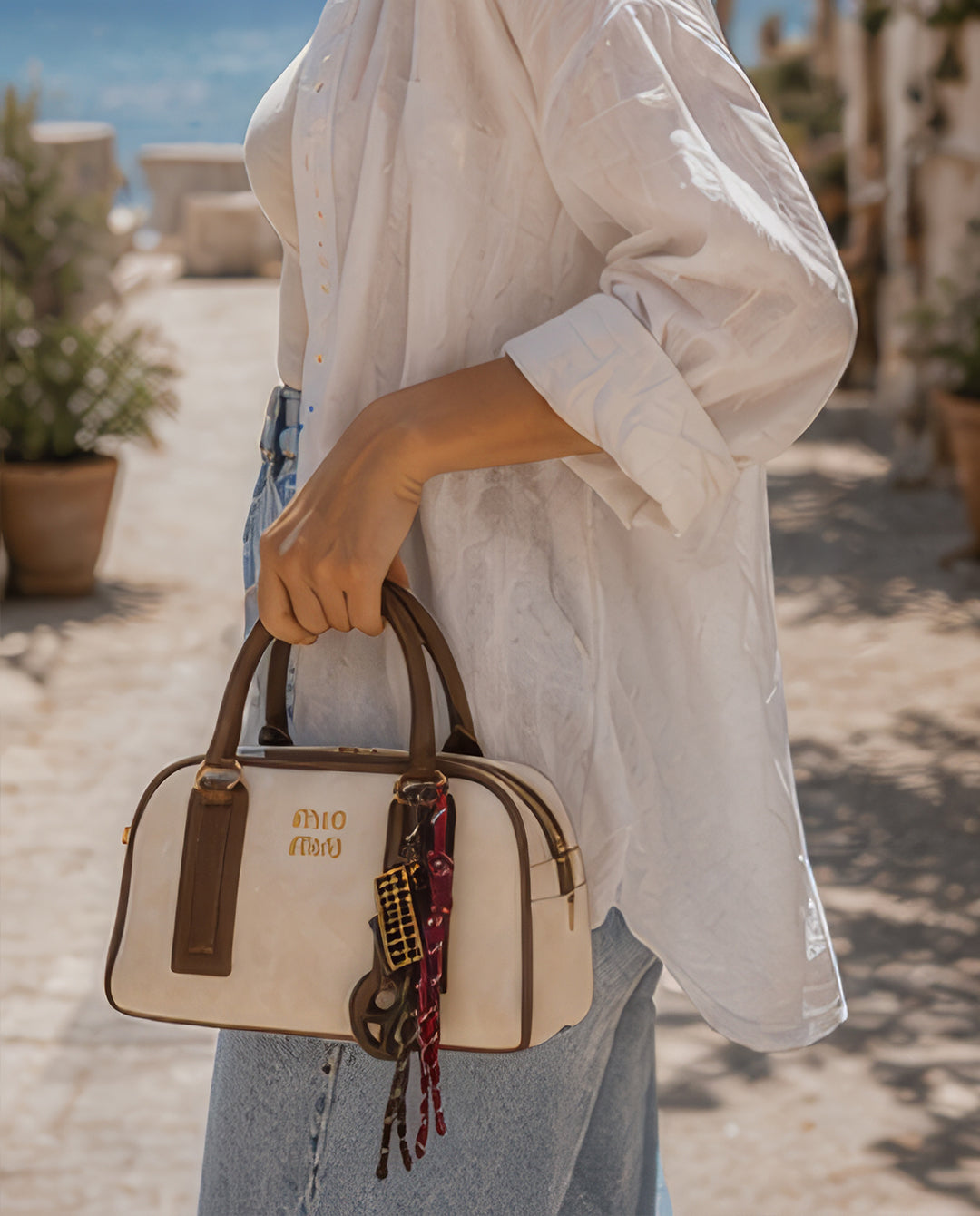 MIU MIU leather bag - off white