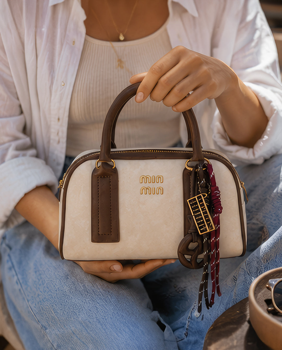 MIU MIU leather bag - off white
