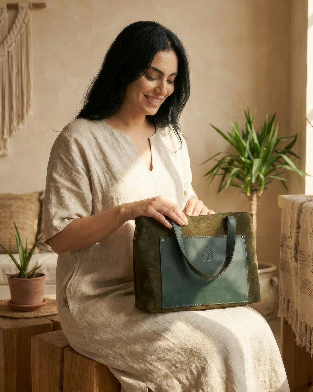 Henz suede bag - olive green