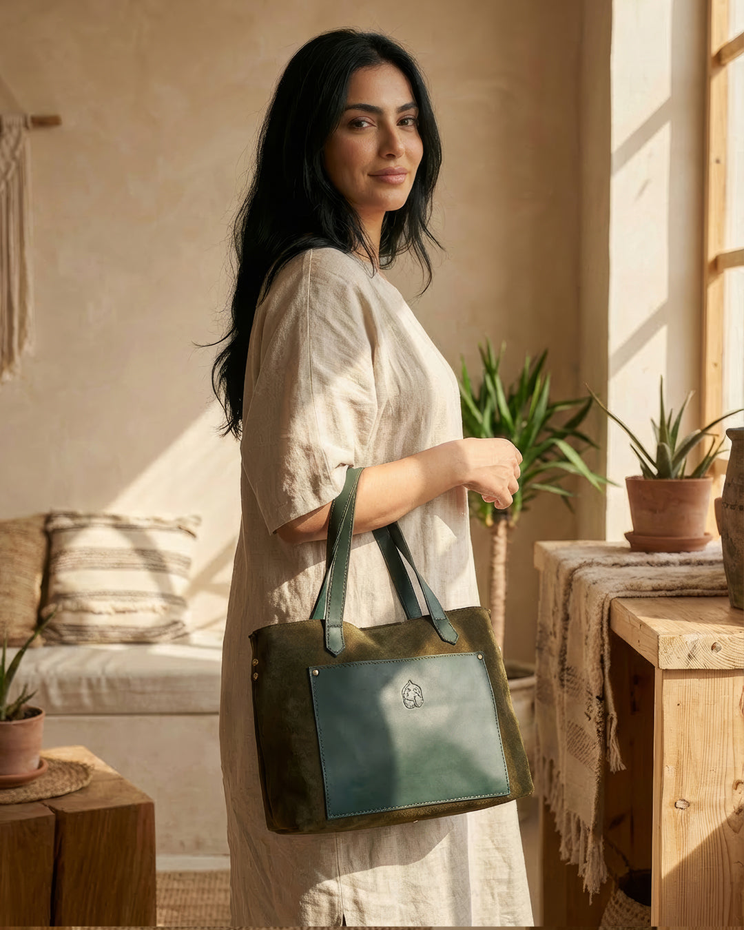 Henz suede bag - olive green