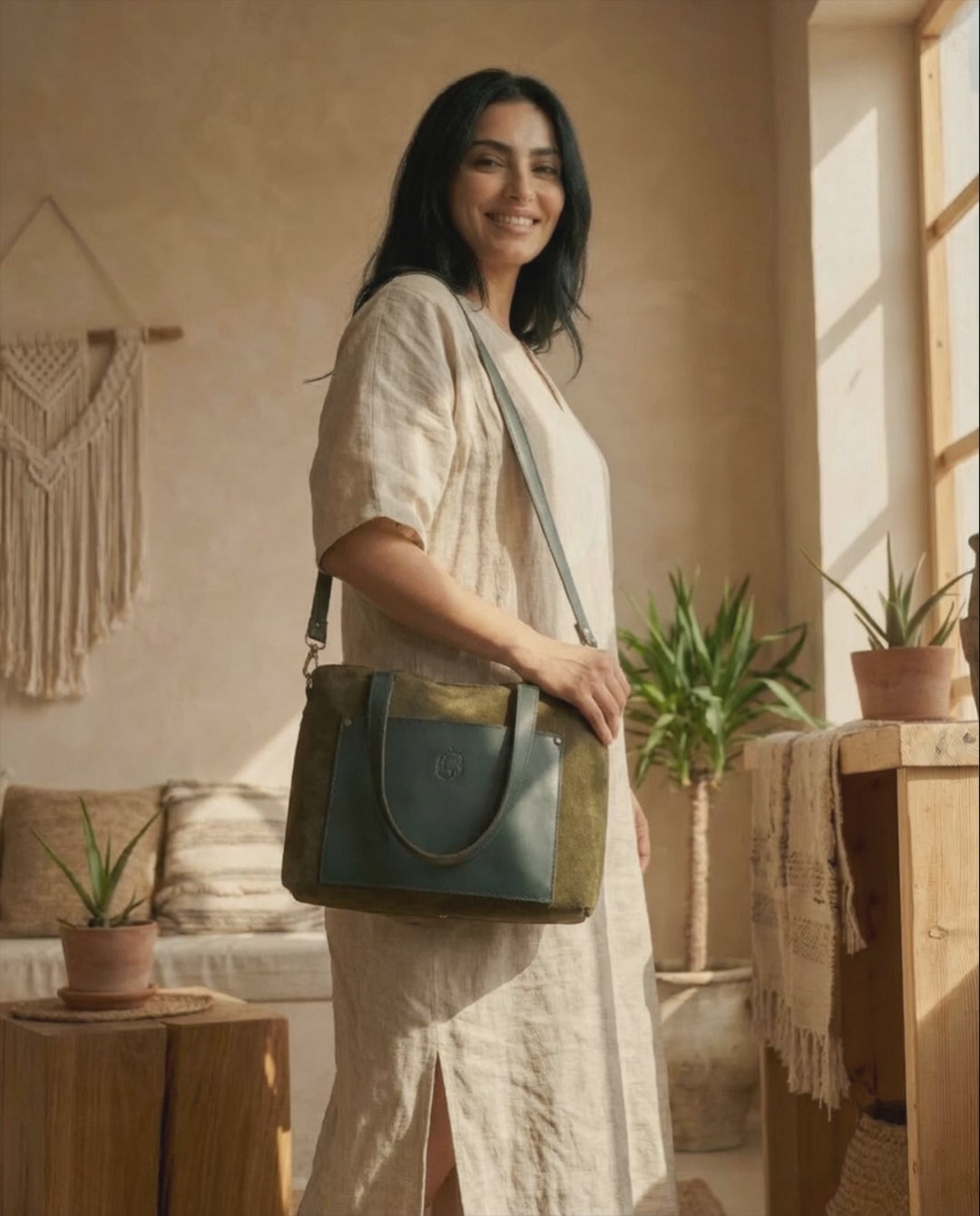 Henz suede bag - olive green