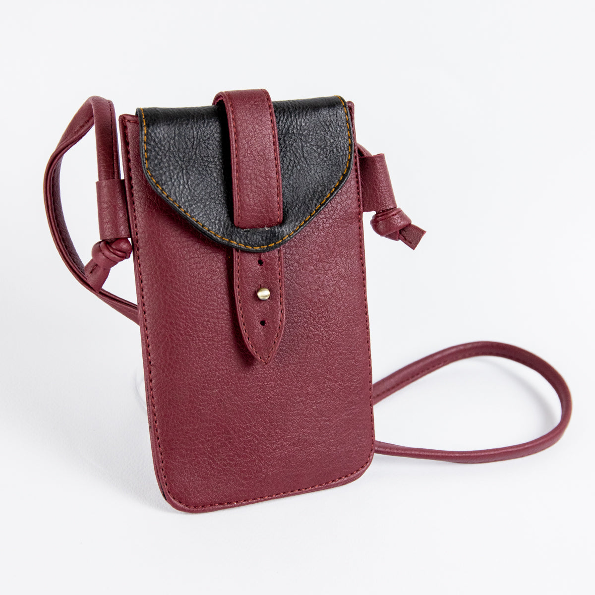 Mobile leather Case_ burgundy with Black
