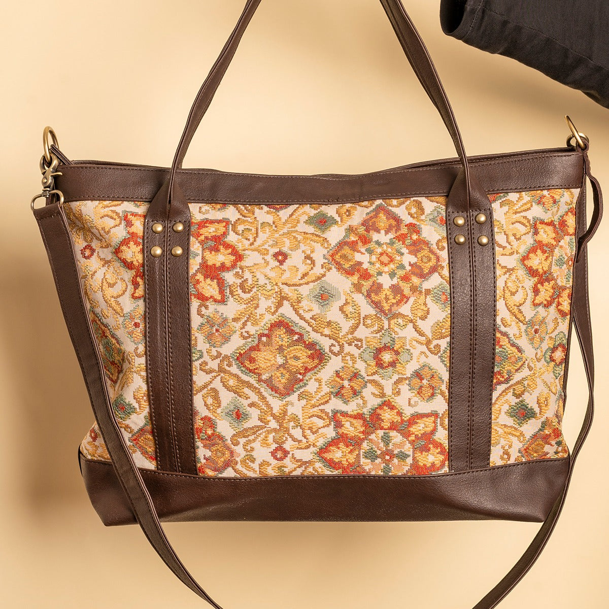 CITYbag_flowery pattern _dark chocolate