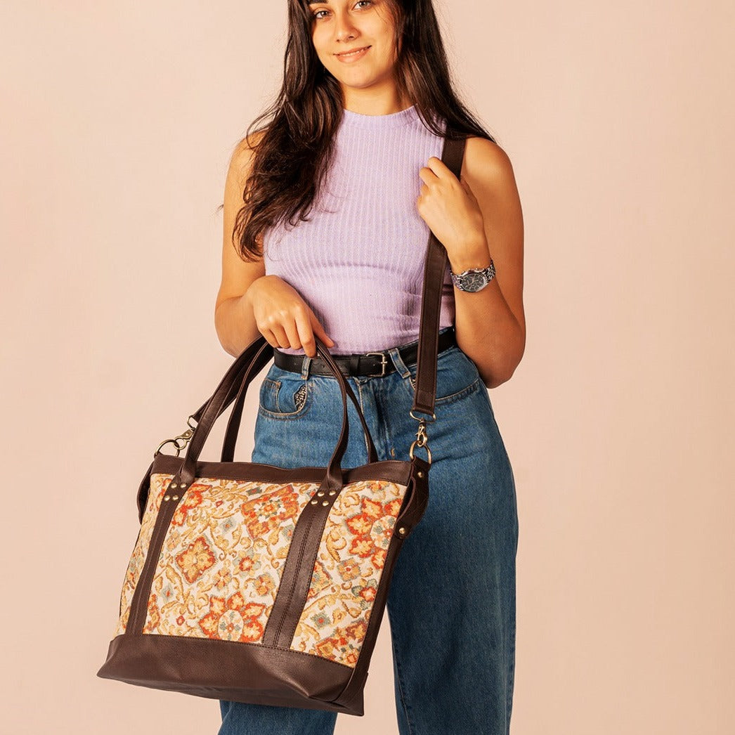 CITYbag_flowery pattern _dark chocolate